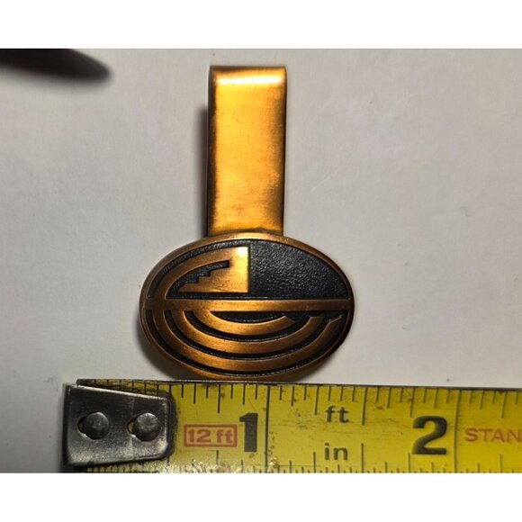 Cufflinks tie clip bar set Copper Black Oval western modern geometric men - Picture 4 of 4